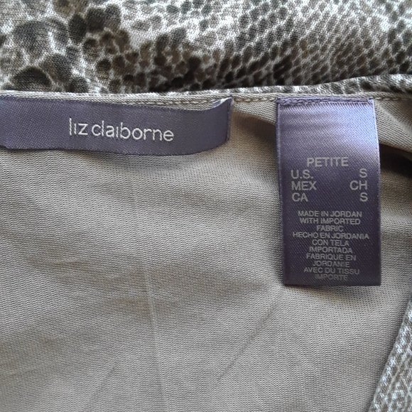 Liz Claiborne Army Green Snake Print Surplice Top - Picture 10 of 12